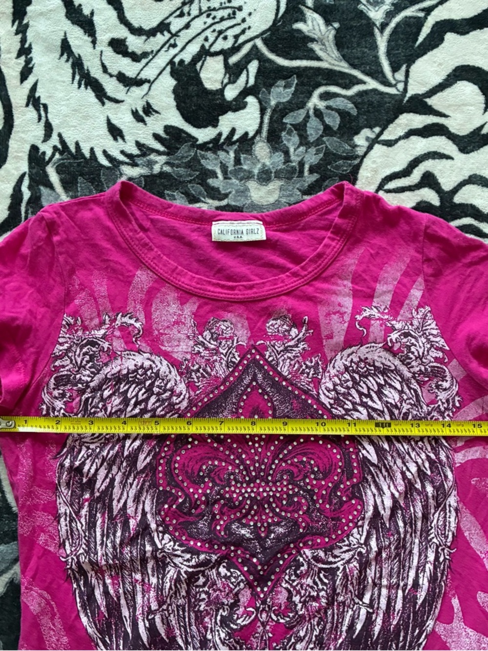 015 - WOMENS Y2K CALIFORNIA GIRLZ AFFLICTION STYLE ANGEL WINGS T SHIRT - Picture 3 of 4